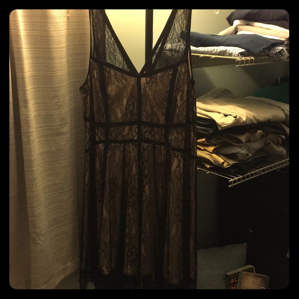 Black Lace over tan Party Dress